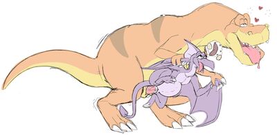 Elsa and Rex
art by neifaren
Keywords: cartoon;were_back;elsa;rex;dinosaur;theropod;tyrannosaurus_rex;trex;pterodactyl;male;female;feral;anthro;M/F;penis;from_behind;vaginal_penetration;spooge;neifaren