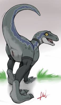 Blue Leggings
art by nek0gami
Keywords: jurassic_world;dinosaur;theropod;raptor;deinonychus;blue;female;feral;solo;cloaca;presenting;nek0gami