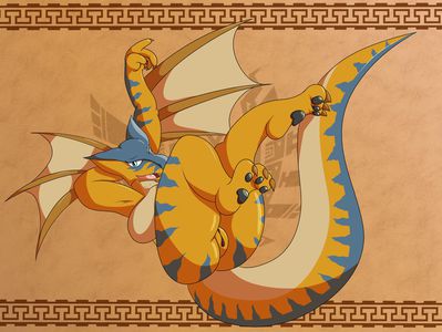 Sasha the Tigrex
art by neksu
Keywords: videogame;monster_hunter;dragoness;wyvern;tigrex;female;feral;solo;vagina;neksu