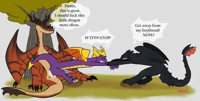 Get Off
art by nelosart
Keywords: videogame;spyro_the_dragon;how_to_train_your_dragon;httyd;night_fury;monstrous_nightmare;dragon;wyvern;toothless;spyro;hookfang;male;anthro;M/M;penis;reverse_cowgirl;anal;spooge;humor;nelosart