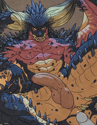 Nergigante
art by wfa
Keywords: videogame;monster_hunter;dragon;nergigante;male;anthro;solo;penis;wfa