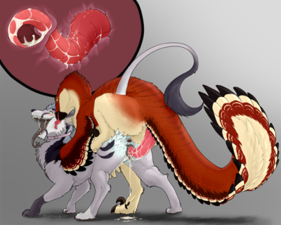 Xane x Nessa
art by nero_eternity
Keywords: dinosaur;theropod;raptor;deinonychus;furry;canine;hybrid;male;female;feral;M/F;penis;from_behind;vaginal_penetration;spooge;internal;nero_eternity