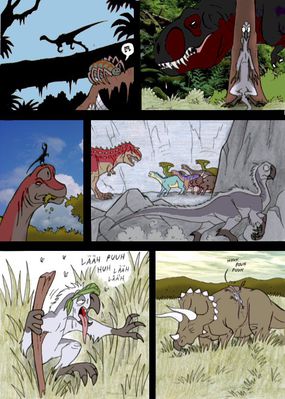 Nervy the Oviraptor 7
art by isismasshiro
Keywords: comic;dinosaur;theropod;oviraptor;raptor;carnotaurus;tyrannosaurus_rex;trex;sauropod;brachiosaurus;ceratopsid;triceratops;hadrosaur;feral;humor;non-adult;isismasshiro