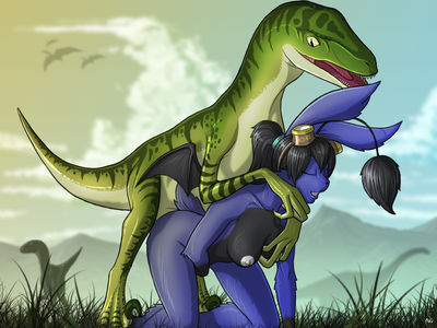 Velociraptor Fun
art by netherwulf
Keywords: dinosaur;theropod;raptor;velociraptor;male;feral;furry;rabbit;female;anthro;breasts;M/F;from_behind;suggestive;netherwulf