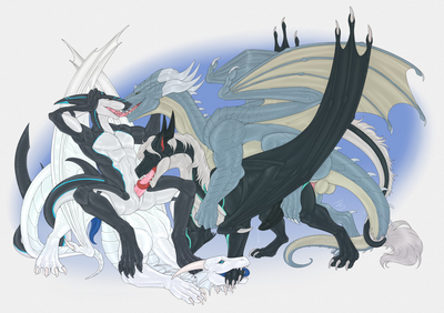 Dragon Orgy
art by neverneverland
Keywords: dragon;male;feral;M/M;orgy;penis;oral;from_behind;anal;threeway;spitroast;neverneverland