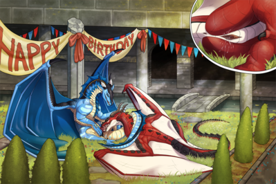 Birthday BJ (Wings_of_Fire)
art by nitrods
Keywords: wings_of_fire;seawing;skywing;dragon;dragoness;male;female;feral;M/F;penis;vagina;oral;closeup;spooge;nitrods