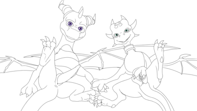 Spyro and Cynder Tease
art by no-name-no-problem
Keywords: videogame;spyro_the_dragon;dragon;dragoness;spyro;cynder;male;female;anthro;solo;penis;vagina;spread;no-name-no-problem