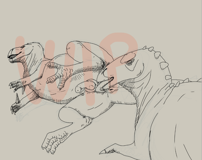 Iguanodon Oral WIP
art by nomorewords
Keywords: dinosaur;hadrosaur;iguanodon;male;feral;M/M;penis;oral;nomorewords