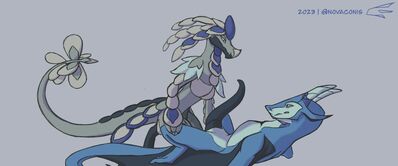 Kommo-o and Hybrid (Wings_of_Fire)
art by novaconis
Keywords: anime;pokemon;wings_of_fire;icewing;nightwing;hybrid;kommo-o;dragon;wyvern;male;feral;anthro;M/M;penis;missionary;anal;novaconis