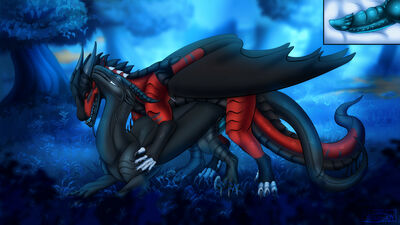 Dragons Having Sex
art by noxsha
Keywords: dragon;dragoness;male;female;feral;M/F;penis;from_behind;vaginal_penetration;internal;noxsha