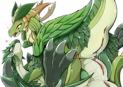 Dragonmaid_Luft and Rathian
art by nue_times
Keywords: videogame;anime;yu-gi-oh;monster_hunter;dragonmaid_luft_rathian;dragoness;wyvern;female;feral;lesbian;vagina;missionary;suggestive;spooge;nue_times