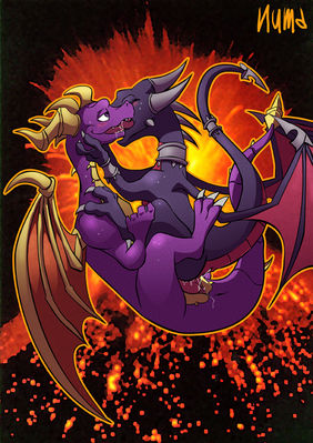 Spyro and Cynder Sex
art by numa
Keywords: videogame;spyro_the_dragon;spyro;cynder;dragon;dragoness;male;female;anthro;M/F;penis;cowgirl;vaginal_penetration;spooge;numa