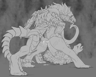 Dragonboned Druid (Overlord)
art by offline_user
Keywords: anime;overlord;crusch_lulu;kyuku_zuzu;lizardman;male;female;anthro;M/F;penis;from_behind;cloacal_penetration;spooge;offline_user