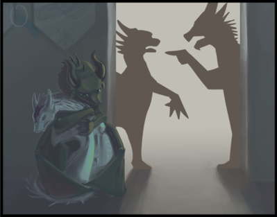 Darkstalker and Whiteout (Wings_of_Fire)
art by omnicrow
Keywords: wings_of_fire;nightwing;icewing;hybrid;darkstalker;whiteout;prince_arctic;foeslayer;dragon;dragoness;male;female;non-adult;omnicrow