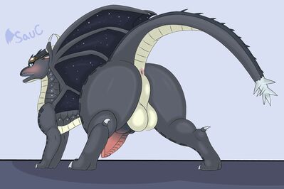 Fatehunter (Wings_of_Fire)
art by onesaucydragon
Keywords: wings_of_fire;nightwing;icewing;hybrid;dragon;male;feral;solo;penis;presenting;onesaucydragon