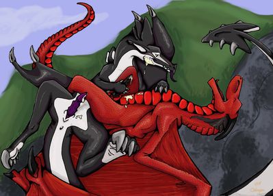 Sky and Bakel
art by onisyra
Keywords: dragon;wyvern;feral;male;M/M;penis;masturbation;spooge;onisyra