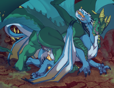Breeding Drakes
art by otherwords
Keywords: dragon;male;feral;M/M;penis;from_behind;anal;spooge;otherwords