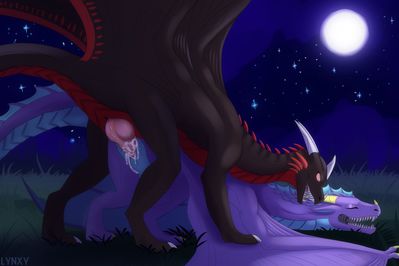 Humping Under The Moonlight
art by owl_light
Keywords: dragon;dragoness;male;female;herm;feral;M/F;penis;from_behind;vaginal_penetration;spooge;owl_light