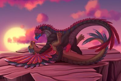 Passionate Sunset
art by owl_light
Keywords: dragon;wyvern;male;feral;M/M;penis;missionary;anal;owl_light