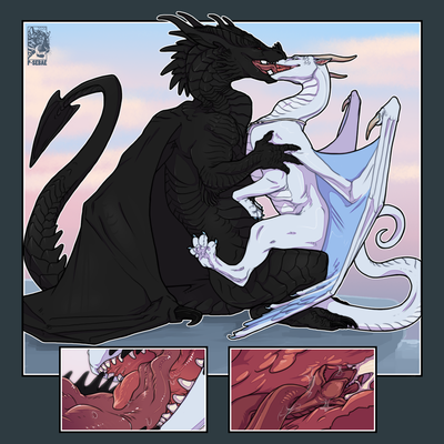 Smooching Dragons
art by p-sebae
Keywords: dragon;dragoness;male;female;feral;M/F;penis;hemipenis;cowgirl;vaginal_penetration;internal;spooge;p-sebae