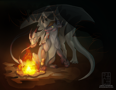 Campfire Stealing
art by pachabel
Keywords: dragon;male;feral;solo;humor;non-adult;pachabel