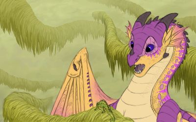 Kinkajou (Wings_of_Fire)
art by pantasilenas
Keywords: wings_of_fire;rainwing;kinkajou;dragoness;female;feral;solo;non-adult;pantasilenas