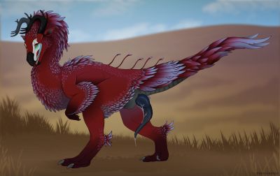 Kako Raptor
art by pastelscale
Keywords: dinosaur;theropod;raptor;hybrid;male;feral;solo;penis;spooge;pastelscale