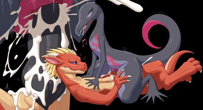 Salazzle Rides a Kobold
art by patapatapata
Keywords: anime;pokemon;dungeons_and_dragons;lizard;dragon;kobold;salazzle;male;female;anthro;M/F;penis;cowgirl;vaginal_penetration;closeup;spooge;patapatapata