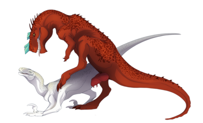 Ceratosaurus and Utahraptor Mating
art by pavyk
Keywords: dinosaur;theropod;raptor;ceratosaurus;utahraptor;male;female;feral;M/F;penis;from_behind;cloacal_penetration;pavyk