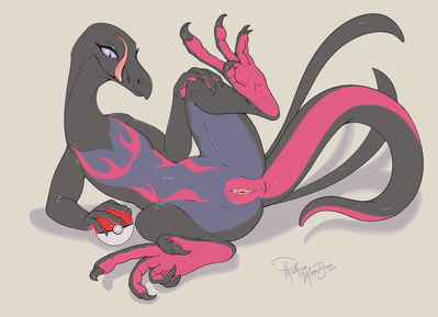 Salazzle Showing Off
art by phathusa
Keywords: anime;pokemon;lizard;salazzle;female;anthro;solo;vagina;presenting;phathusa