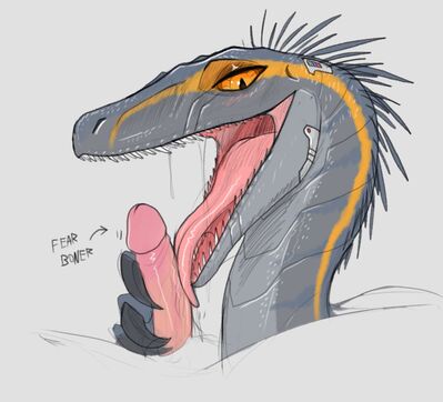 Fear Boner
art by phlegraofmystery
Keywords: beast;dinosaur;theropod;velociraptor;cyborg;hybrid;female;feral;human;man;male;M/F;penis;oral;spooge;phlegraofmystery