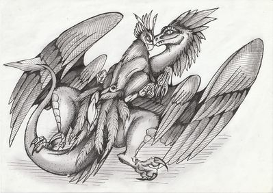 Phoenix and Raptor
art by phoenix01
Keywords: bird;avian;phoenix;dinosaur;theropod;raptor;male;female;feral;M/F;penis;cloaca;reverse_cowgirl;suggestive;phoenix01