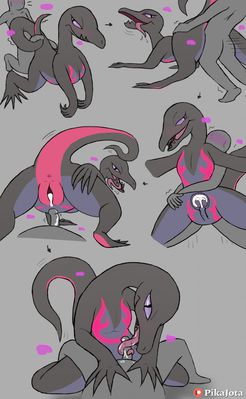 Training Salazzle
art by pikajota
Keywords: beast;anime;pokemon;lizard;salazzle;female;anthro;human;man;male;M/F;penis;vagina;from_behind;presenting;cowgirl;internal;spooge;pikajota