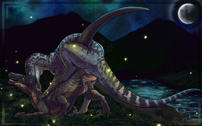 Utahraptors Mating
art by plumadraconis101
Keywords: dinosaur;theropod;raptor;utahraptor;male;female;feral;M/F;penis;from_behind;cloacal_penetration;spooge;plumadraconis101