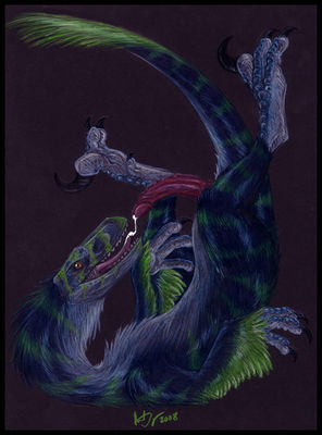 Blackraptor
art by pocketbatinc
Keywords: dinosaur;theropod;raptor;deinonychus;male;feral;solo;penis;oral;autofellatio;spooge;ejaculation;pocketbatinc