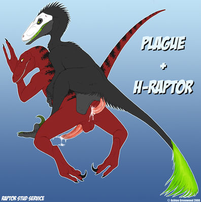 Plague x H-Raptor
art by pocketbatinc
Keywords: dinosaur;theropod;raptor;deinonychus;feral;anthro;male;M/M;penis;from_behind;anal;spooge;pocketbatinc