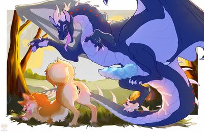 Pounce (Wings_of_Fire)
art by pompidu-polya
Keywords: wings_of_fire;nightwing;rainwing;hybrid;dragon;furry;canine;dog;male;female;feral;M/F;penis;vagina;presenting;suggestive;spooge;pompidu-polya