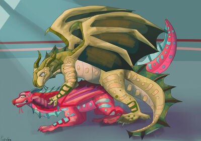 Seawings Mating (Wings_of_Fire)
art by potolok
Keywords: wings_of_fire;seawing;dragon;dragoness;male;female;feral;M/F;from_behind;suggestive;potolok