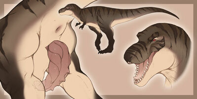 Tyrannosaurus
art by PsyrenSong
Keywords: dinosaur;theropod;tyrannosaurus_rex;trex;male;feral;solo;penis;closeup;PsyrenSong