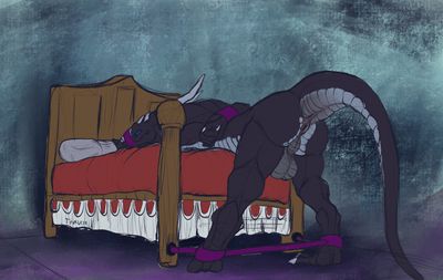 Bound and Ready
art by pur3
Keywords: dragon;male;feral;anthro;solo;bondage;penis;presenting;pur3