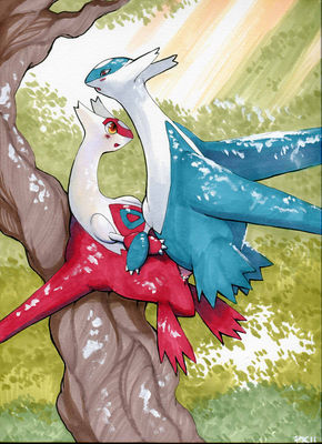 Latias and Latios Mating
art by purple_kecleon
Keywords: anime;pokemon;avian;bird;latias;latios;male;female;anthro;M/F;penis;missionary;purple_kecleon