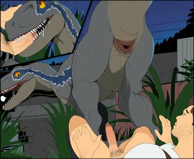 Owen and Blue
art by quangdoann
Keywords: beast;jurassic_world;dinosaur;theropod;raptor;denonychus;blue;female;feral;human;man;male;owen;M/F;penis;cloaca;oral;suggestive;closeup;quangdoann