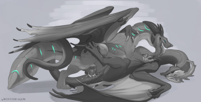 Dragons Mating
art by qwertydragon
Keywords: dragon;dragoness;wyvern;male;female;feral;M/F;penis;missionary;vaginal_penetration;spooge;qwertydragon