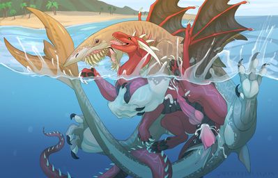 Deadliest Catch
art by qwertydragon
Keywords: dragon;shark;hybrid;male;feral;M/M;penis;from_behind;anal;ejaculation;orgasm;spooge;qwertydragon