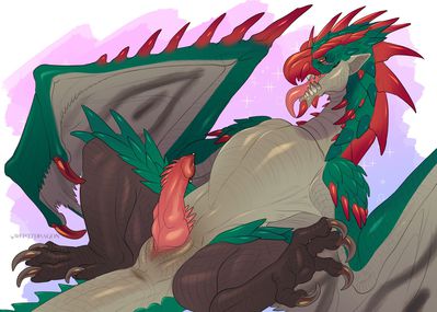 Rathalos
art by qwertydragon
Keywords: videogame;monster_hunter;dragon;wyvern;rathalos;male;feral;solo;penis;qwertydragon
