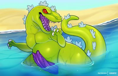 Reptar
art by qwertydragon
Keywords: cartoon;rugrats;reptile;reptar;male;anthro;solo;penis;beach;qwertydragon