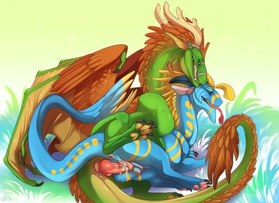 Dragons Spooning
art by qwertydragon
Keywords: dragon;dragoness;male;female;feral;M/F;penis;spoons;vaginal_penetration;spooge;qwertydragon