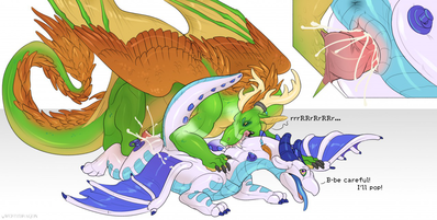Verd and Byzil Having Sex
art by qwertydragon
Keywords: dragon;dragoness;male;female;feral;M/F;penis;from_behind;vaginal_penetration;closeup;inflation;orgasm;spooge;qwertydragon