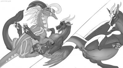 Xu and Whiro Mating
art by qwertydragon
Keywords: dragon;dragoness;male;female;feral;M/F;penis;vagina;missionary;vaginal_penetration;spooge;qwertydragon
