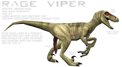 Rage Viper Raptor
art by rage_viper
Keywords: dinosaur;theropod;raptor;deinonychus;male;feral;solo;penis;spooge;rage_viper